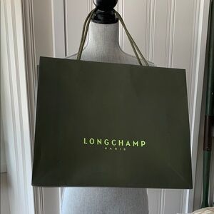Longchamp Paris paper green shopping bag